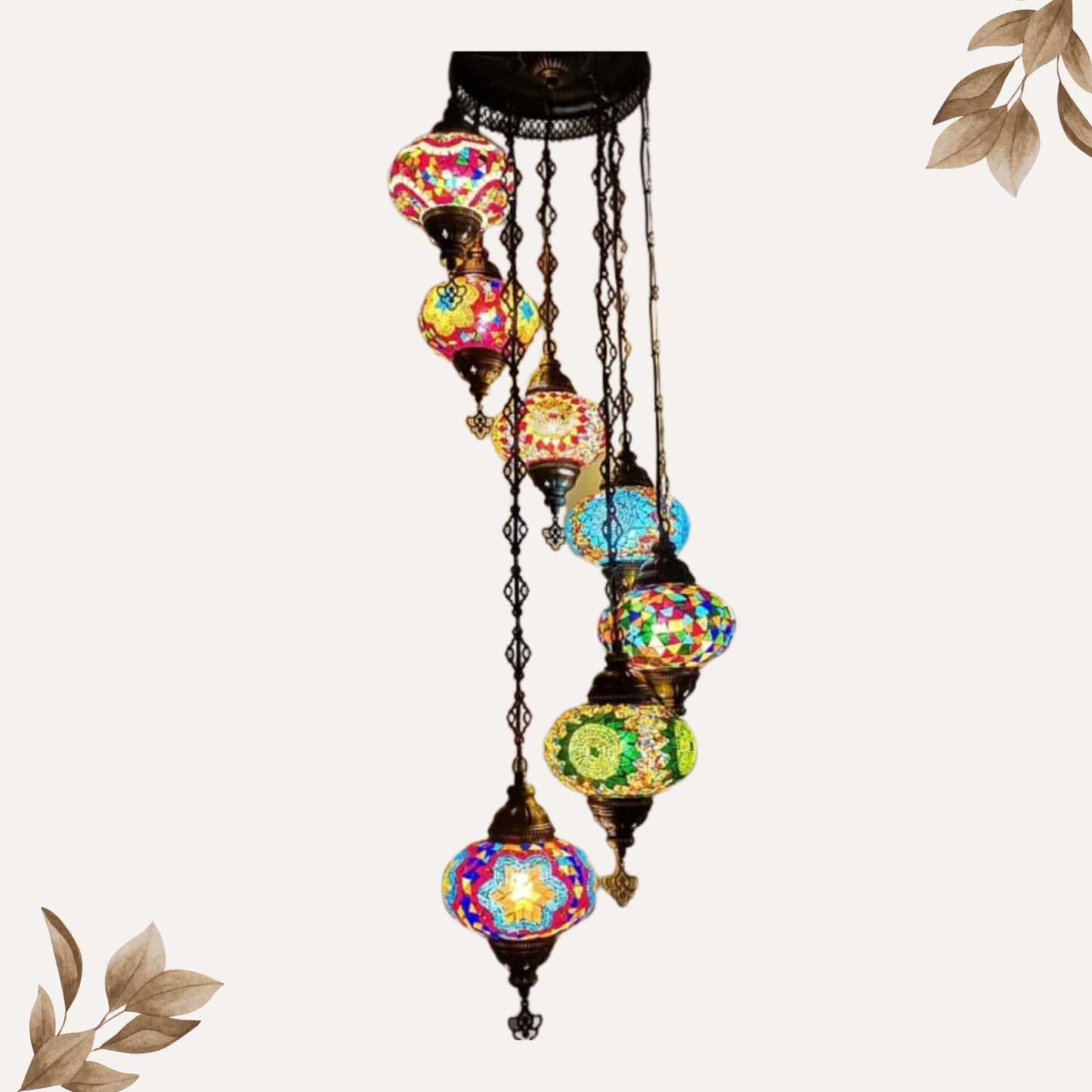 Lámpara Turca 9 tazas multicolor espiral