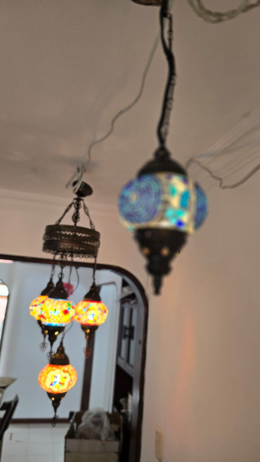 Lámpara turca azul 1 taza techo