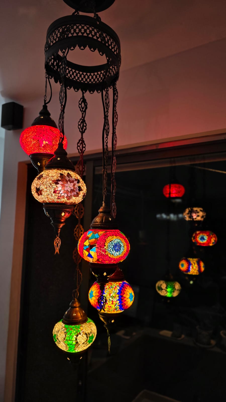 Lámpara turca 5 tazas multicolor espiral