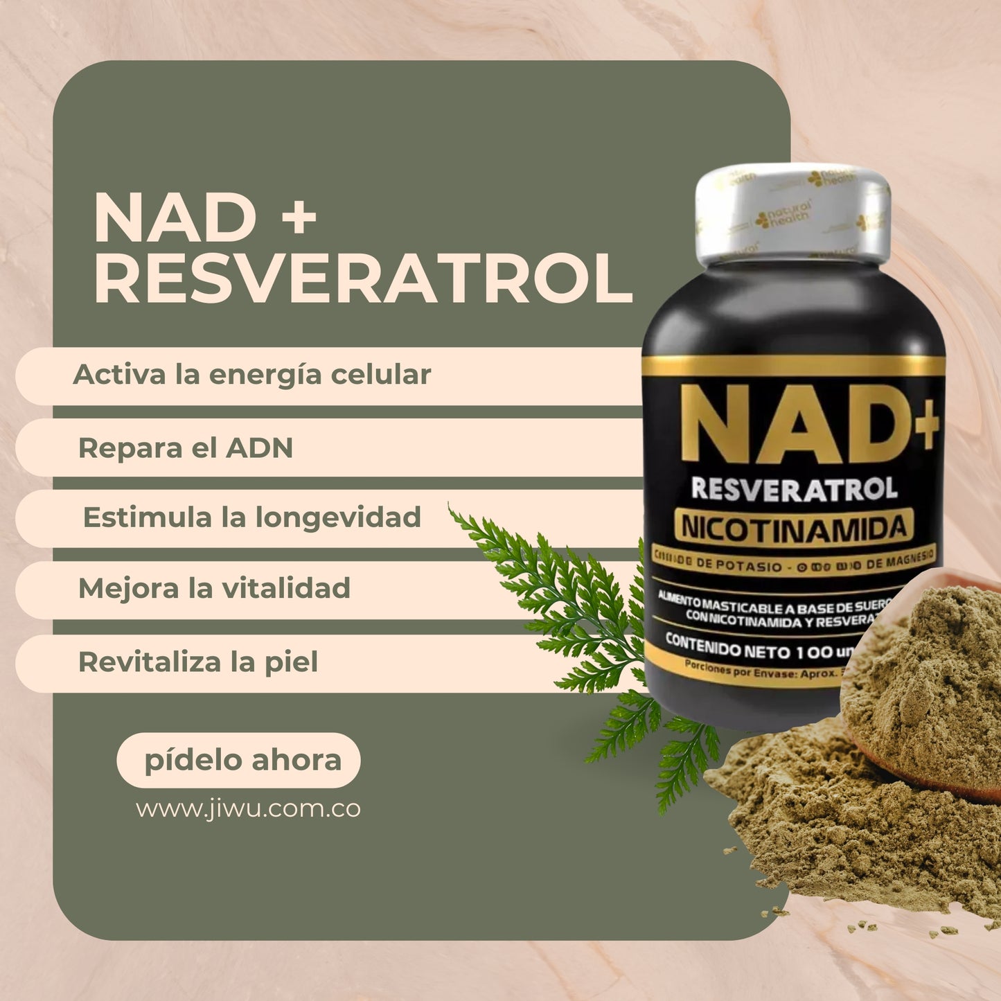 Pack paga 2 lleva 3 NAD+ COLAGENO MARINO + RESVERATROL