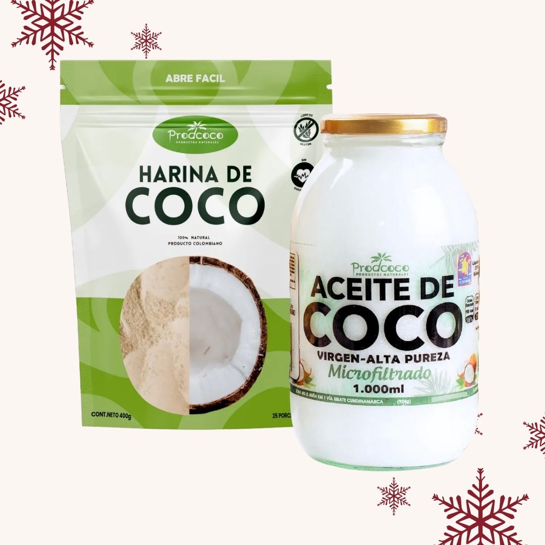 Aceite De Coco 1000 ml Y Harina De Coco 100% natural 500 gr