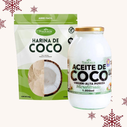 Aceite De Coco 1000 ml Y Harina De Coco 100% natural 500 gr