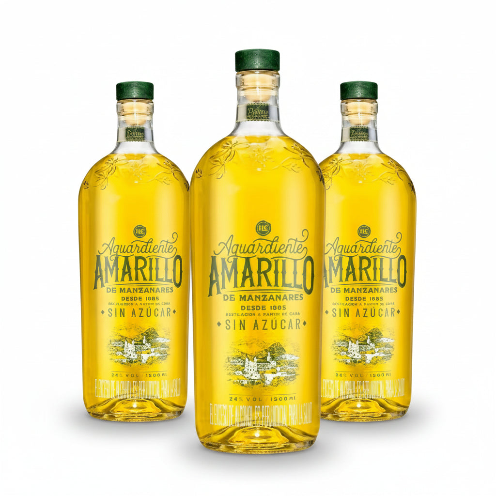 Aguardiente Amarillo De Manzanarez TRIO 1500ml c/u