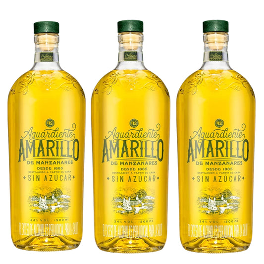 Aguardiente Amarillo De Manzanarez TRIO 1500ml c/u