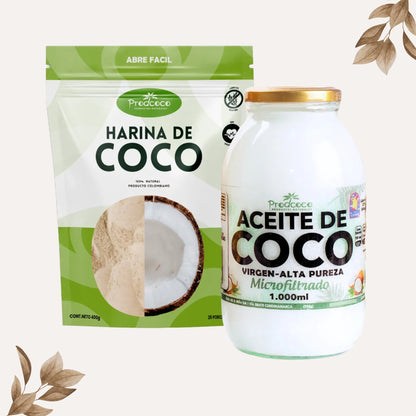 Aceite De Coco 1000 ml Y Harina De Coco 100% natural 500 gr