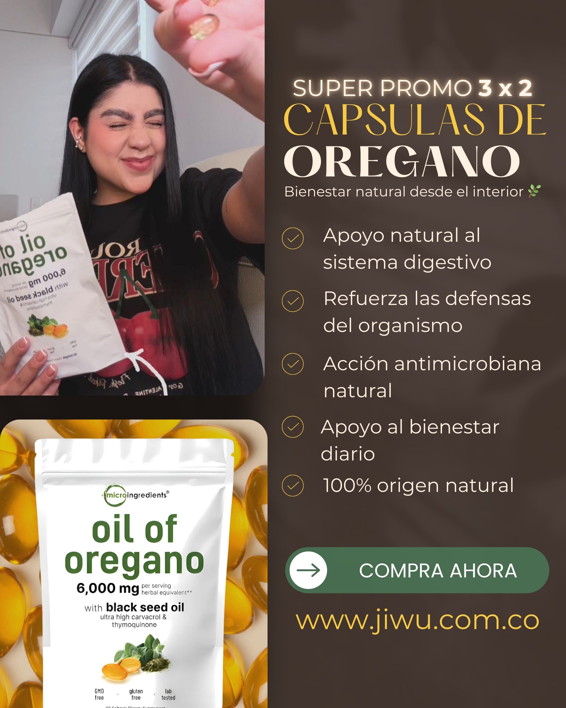 Aceite De Orégano Fortalecimiento Inmune , 90 Cápsulas Blandas Natural