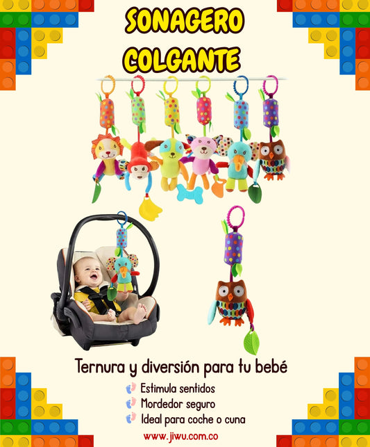 Sonajero Colgante Para Coche O Cuna Con Mordedor De Animales