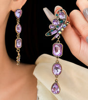 Arete De Mariposa Con Cristales Morados