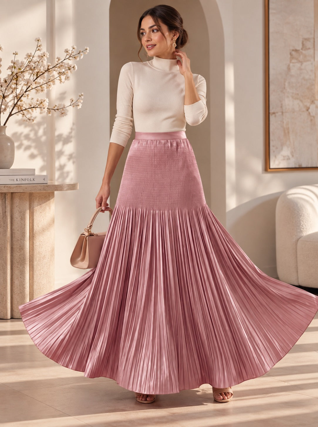 Falda Larga En Tono Rosa