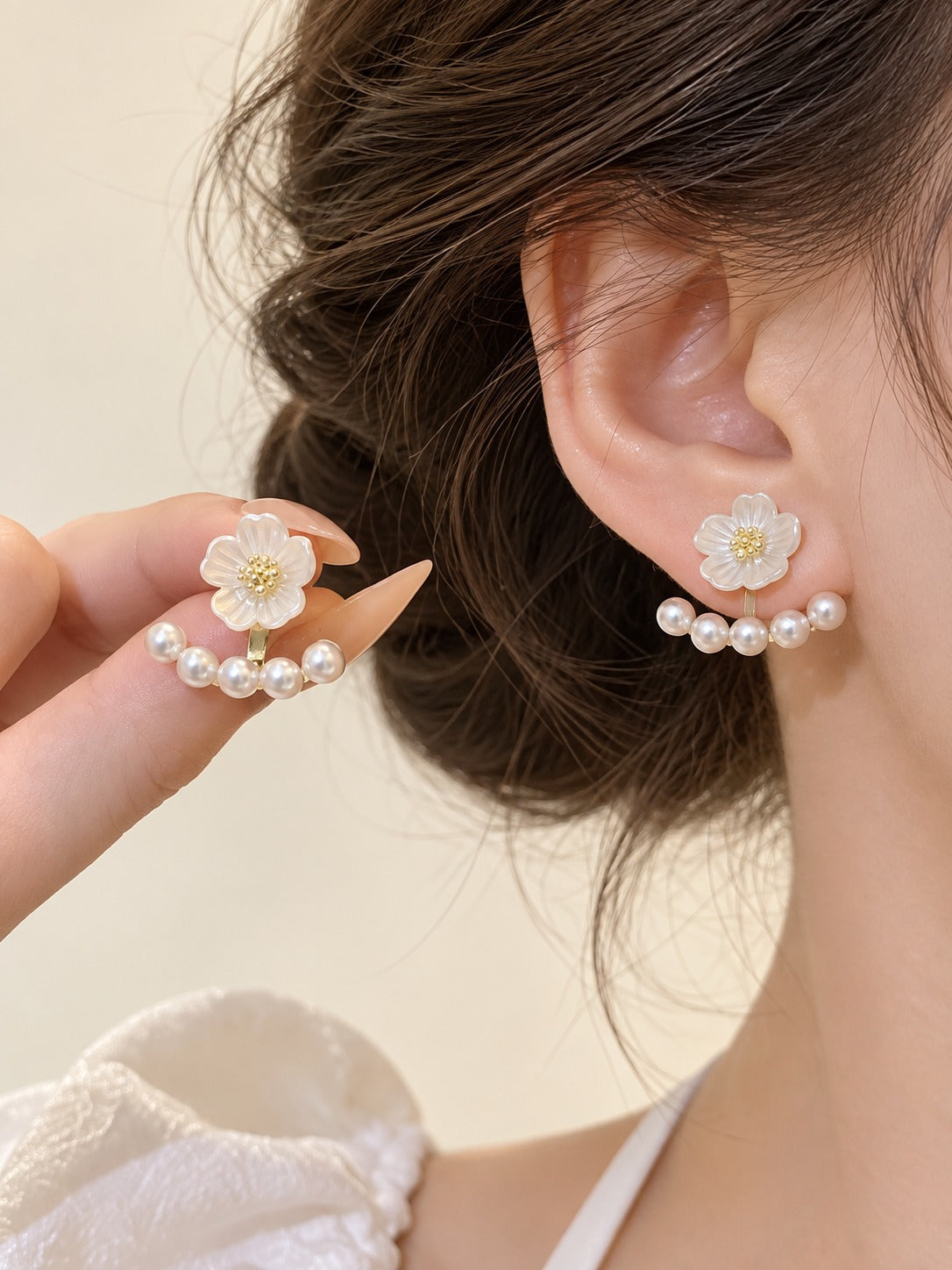 Aretes Flor de perlas