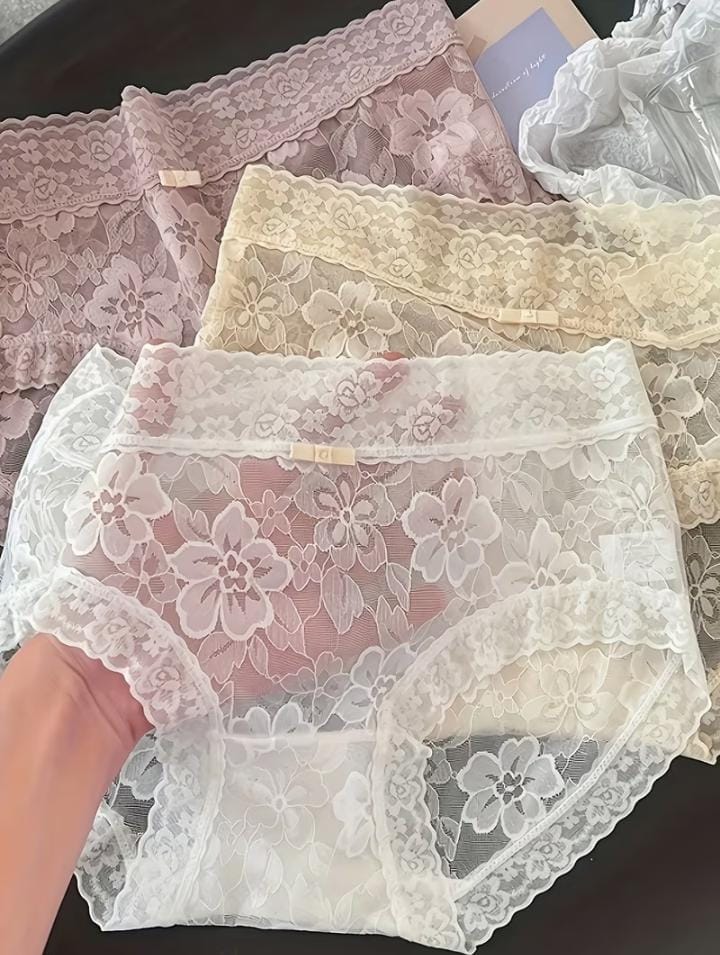 Panty de Encaje Floral Tiro Alto De 5 piezas
