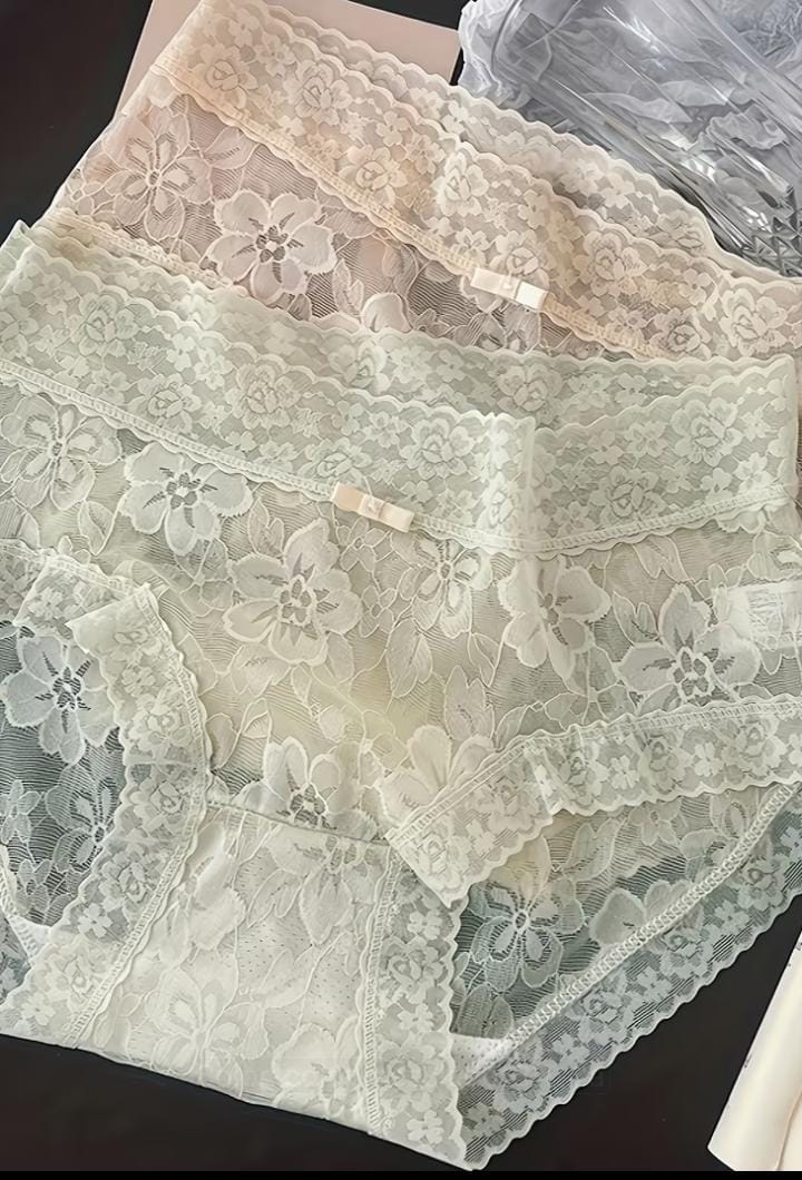 Panty de Encaje Floral Tiro Alto De 5 piezas