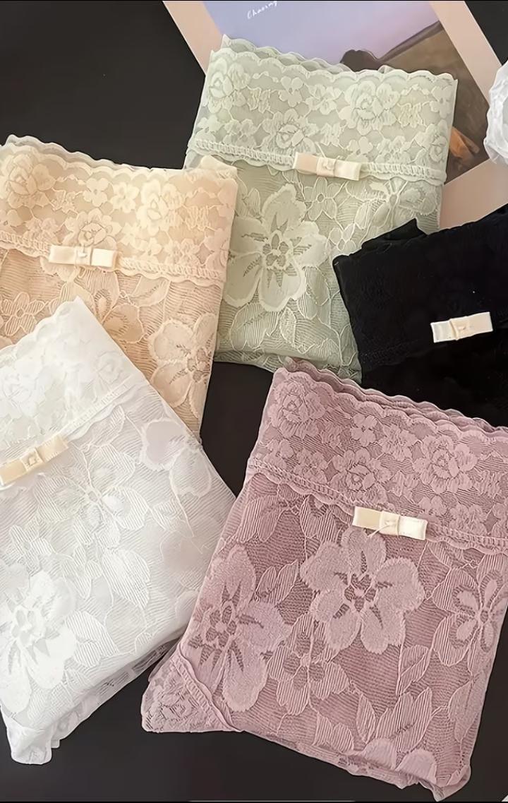 Panty de Encaje Floral Tiro Alto De 5 piezas