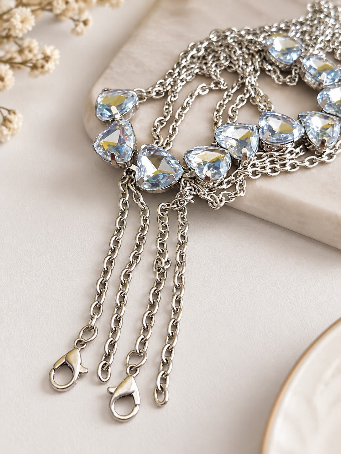 Cadena Corporal Con Corazones De Cristal