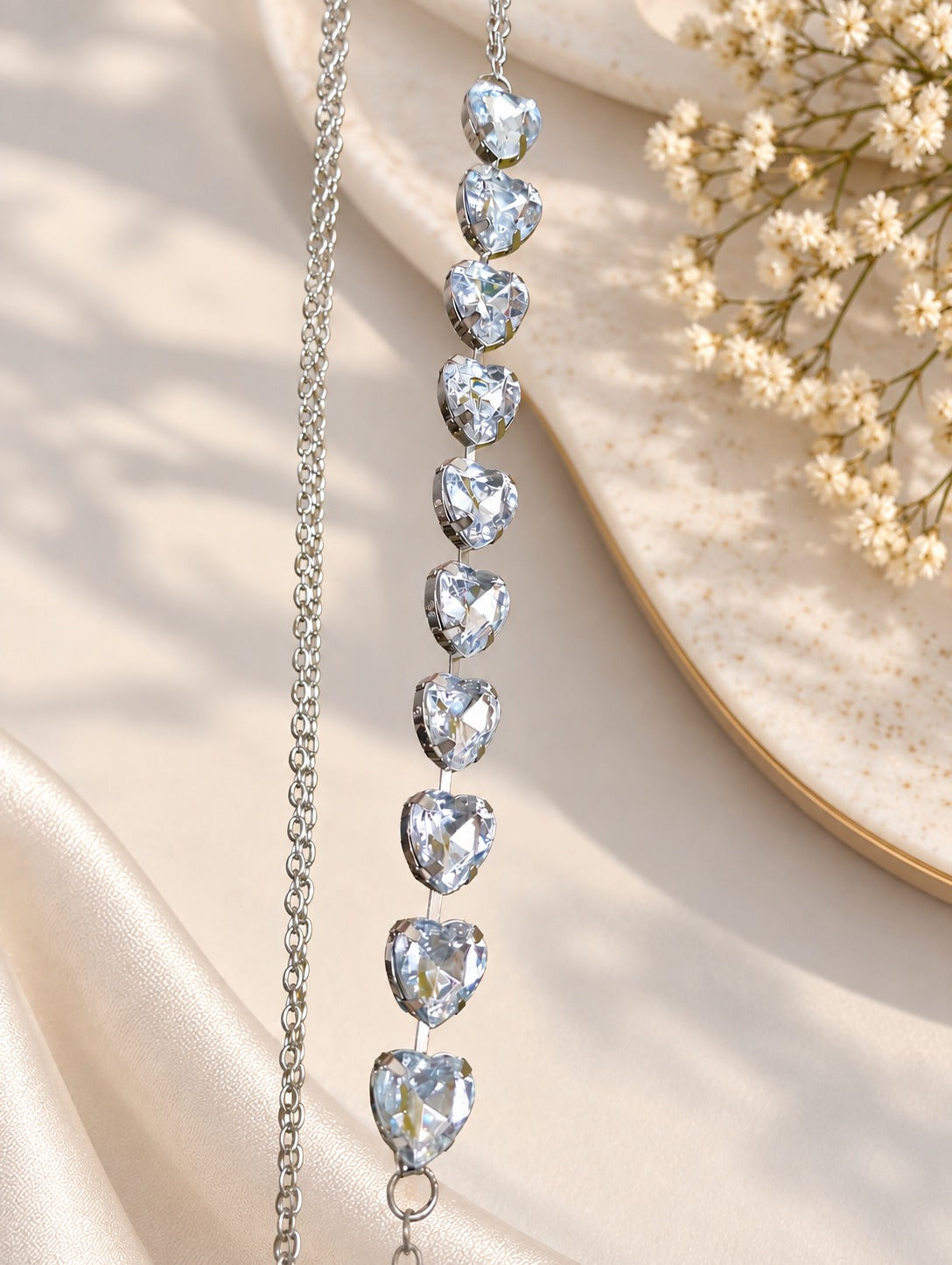 Cadena Corporal Con Corazones De Cristal