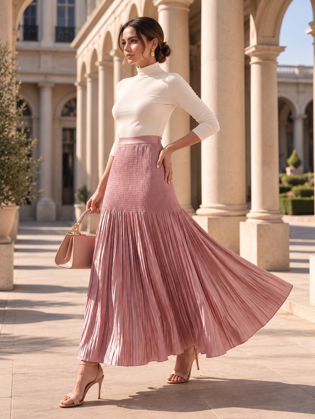 Falda Larga En Tono Rosa
