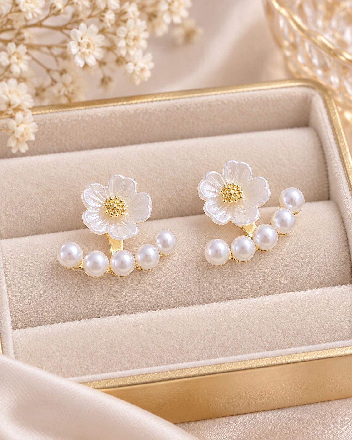 Aretes Flor de perlas