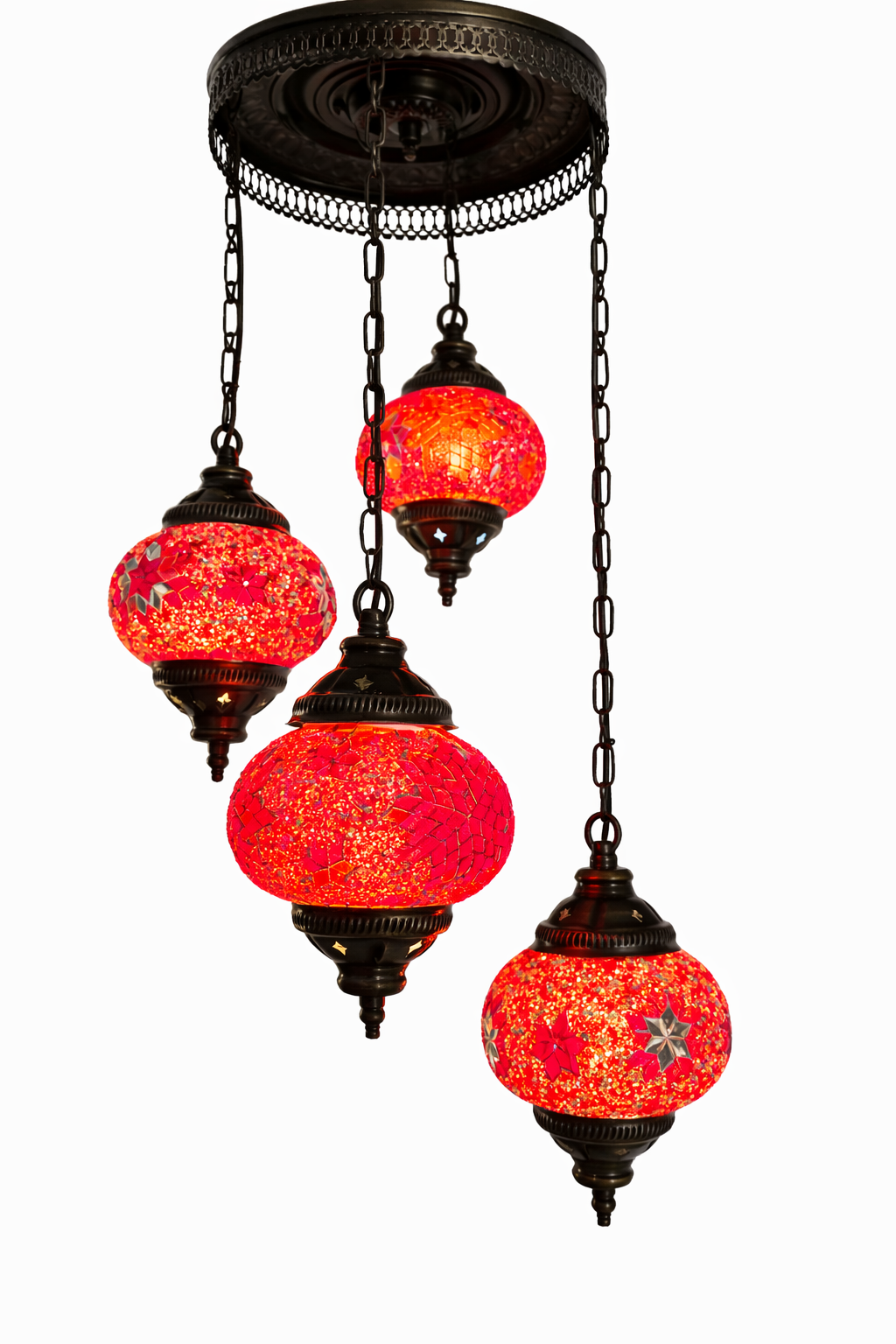 Lámpara Turca 4 Globos Roja Espiral